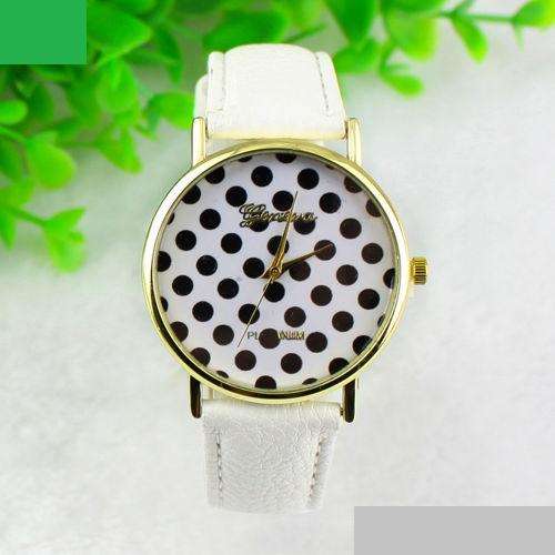 Ladies Funky & Cool GENEVA Polkadot Leather Band Watch